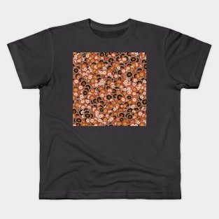 Autumn Color Floral Wallpaper Pattern in Brown, Rust, Cream, and Black Kids T-Shirt